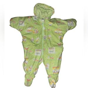 Vintage 1990s JeanBourget Green AOP Mouse Print Snow Suit 6-12m
